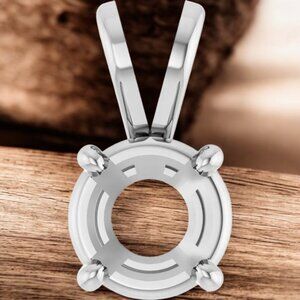 8.25 mm Round Pendant Mounting in 10kt White Gold